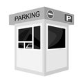 Parking toll booth icon in monochrome style isolated on white background. Parking zone symbol stock vector illustration. Royalty Free Stock Photo