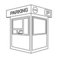 Parking toll booth icon in outline style isolated on white background. Parking zone symbol stock vector illustration. Royalty Free Stock Photo