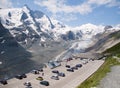 Parking on top Glacier Pasterze. Austrian Alps Royalty Free Stock Photo