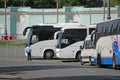 The parking of tourist buses at the All-Russia Exhibition Centre. Moscow