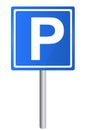 Parking traffic sign on pole,