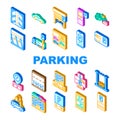 Parking Transport Collection Icons Set Vector Royalty Free Stock Photo