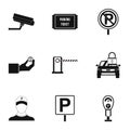 Parking transport icons set, simple style