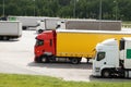 Parking trucks during the weekend break at work on the rest area Royalty Free Stock Photo