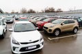 parking of used cars in the open air. profitable sale and purchase of cars.