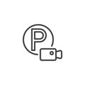 Parking video monitoring line icon