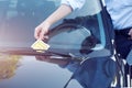 Parking violation ticket fine on windshield Royalty Free Stock Photo