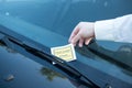 Parking violation ticket fine on windshield Royalty Free Stock Photo