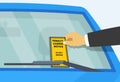 Parking violation ticket fine on the windshield of car. Royalty Free Stock Photo