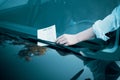 Parking violation ticket fine on windshield Royalty Free Stock Photo