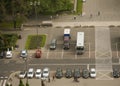 Parking in Warsaw downtown aerial view