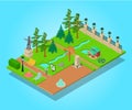 Parkland concept banner, isometric style