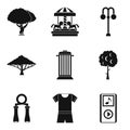 Parkland icons set, simple style