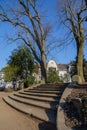 Buildings in Viersen at the pond in the old city garden Royalty Free Stock Photo