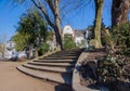 Buildings in Viersen at the pond in the old city garden Royalty Free Stock Photo