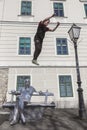 Parkour acrobat in action in Zagreb, Croatia