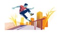 Parkour athlete jumping off an urban structure, vector design Generative AI Royalty Free Stock Photo