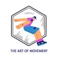 Parkour concept icon, teenager jumping - flat vector illustration isolated on white background.