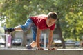 Parkour jump over wall 2 Royalty Free Stock Photo