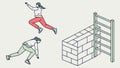 Parkour Obstacle Course: Man Leaping Over Urban Structures, vector design Generative AI Royalty Free Stock Photo