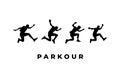 parkour sport jumping silhouette set Royalty Free Stock Photo