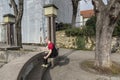 Parkour acrobat in action in Zagreb, Croatia