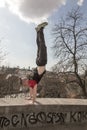 Parkour acrobat in action in Zagreb, Croatia