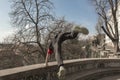 Parkour acrobat in action in Zagreb, Croatia