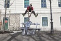 Parkour acrobat in action in Zagreb, Croatia Royalty Free Stock Photo