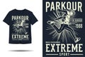 Parkour world free running extreme sport silhouette t shirt design