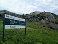 A Parks Canada sign for Signal Hill, a National Historic Site of Canada in St. John`s