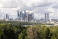 Parks, new business district Moscow City, panorama of Moscow. Royalty Free Stock Photo