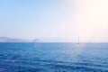 Parks/Outdoor image of Sailboat in the beautiful Mediterranean sea at the sunlight