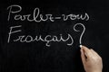 Parlez vous Francais Writing Hand Blackboard Royalty Free Stock Photo