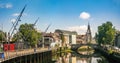 Parliament Bridge on river Lee and  Holy Trinity Roman Catholic Church Royalty Free Stock Photo