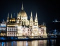 The Parliament in Budapest, at night Royalty Free Stock Photo