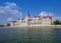 The Parliament of Budapest seen from Danube river cruise Royalty Free Stock Photo