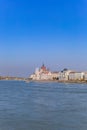 Parliament of Budapest seen over the Danube Royalty Free Stock Photo
