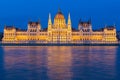 Parliament Building along river Danube at night Royalty Free Stock Photo