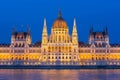 Parliament Building along river Danube at night Royalty Free Stock Photo