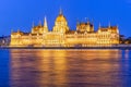 Parliament Building along river Danube at night Royalty Free Stock Photo