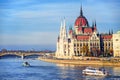 The Parliament building on Danube river, Budapest, Hungary Royalty Free Stock Photo