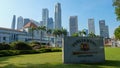 The Parliament Building of Singapore with the backdrop of the skyscrapers in the financial district Royalty Free Stock Photo