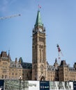 Parliament of Canada Building undergoing renovation on Parliament Hill, Ottawa, Ontario, Canada Royalty Free Stock Photo