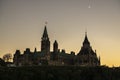 The Parliament of Canada and Ottawa River at the sunset Royalty Free Stock Photo