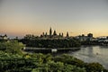 The Parliament of Canada and Ottawa River at the sunset Royalty Free Stock Photo