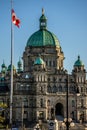 Parliament and city park. Vicotoria is a famous tourist destination in Vancouver Island Royalty Free Stock Photo