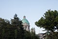 Dome of the National Assembly of the Republic of Serbia in Belgrade from a nearby park. Also known as Narodna Skupstina Royalty Free Stock Photo