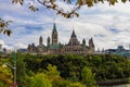 Parliament Hill, Ottawa, Rideau canal. Cloudy sky in Autumn city. Royalty Free Stock Photo