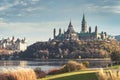 Parliament Hill overlooking the Ottawa River Royalty Free Stock Photo